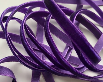 1/4" Velvet Ribbon - Purple - 5 yards