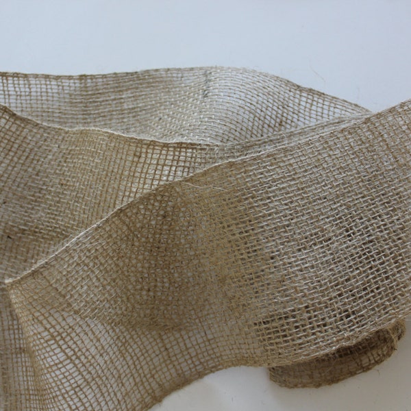 4" Natural Burlap Ribbon - 5 yard Piece of Burlap Trim - Burlap Bows