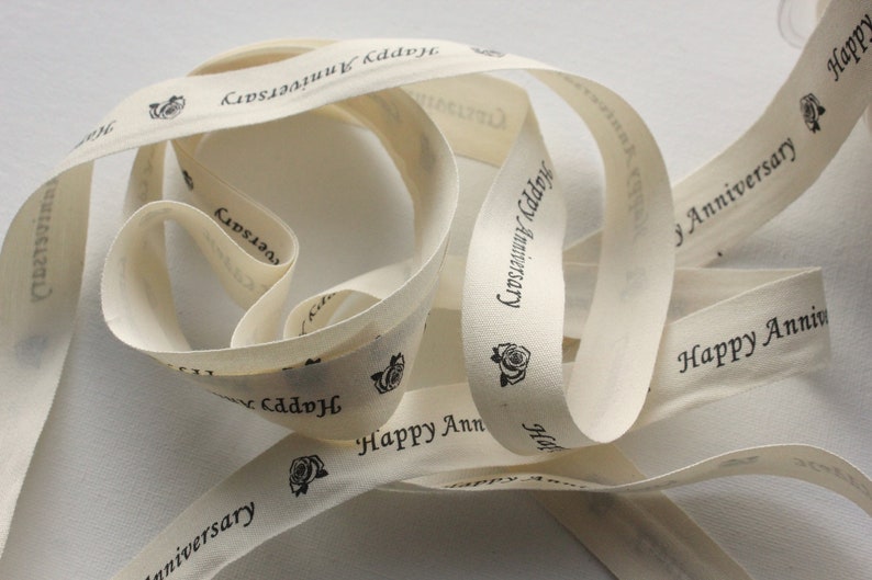 3/4 Cotton Ribbon Cotton Canvas Ribbon Happy Anniversary 2 yards image 4