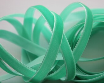 3/8" Velvet Ribbon - Aqua - 5 yards