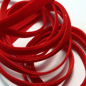 3/8 Red Velvet Ribbon 5 yards image 1