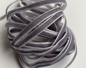 1/4" Velvet Ribbon - Dark Gray - 5 yards