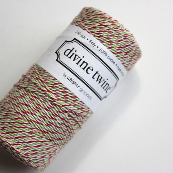 Holiday Divine Twine - Bakers Twine - 20 yards - Red White & Green