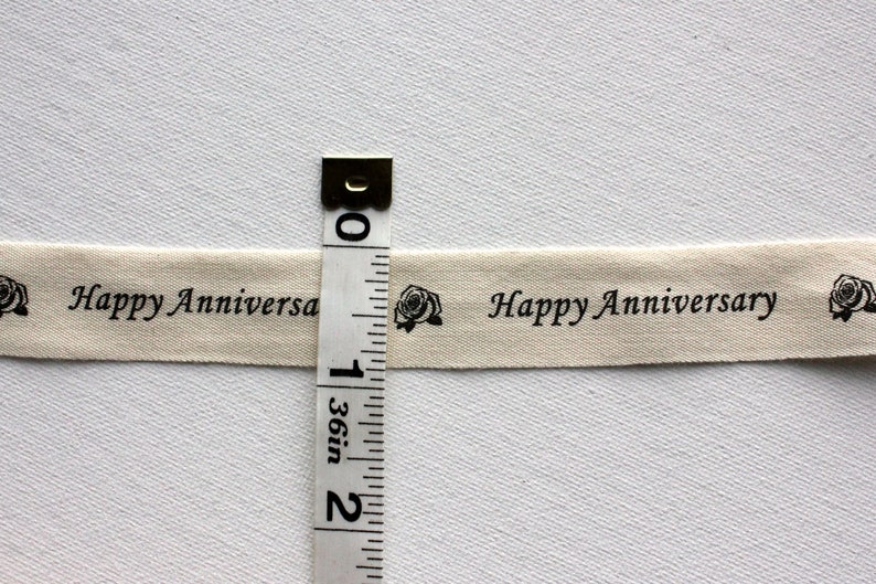 3/4 Cotton Ribbon Cotton Canvas Ribbon Happy Anniversary 2 yards image 2