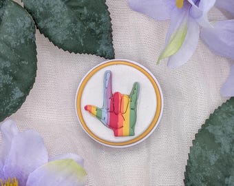 ASL I Love You Rainbow Pop-up Phone Grip