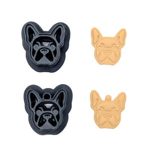 Fransk bulldogg lerskärare, symmetriskt Frenchie-örhängesverktyg med inbyggd ögla som tillval