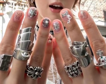 Handmade Nana Anime Cosplay Armour Ring silver/black