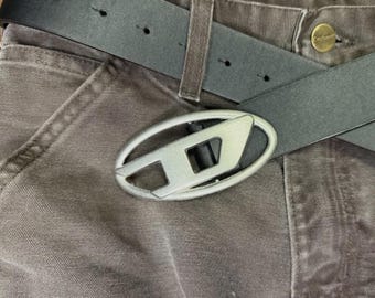 Handmade New D belt diesel style Y2K metal buckle black belt 41 inch