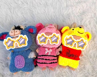 Hand-Knitted Fluffy Romper Set, 17cm Doll Clothes