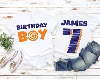 Dart Gun Birthday Shirt, Shooting Party, Personalized Boy Shirt
