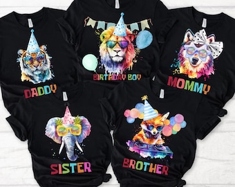 Camisetas de cumpleaños con temática de animales: Camisetas a juego para la familia con temática de safari y zoológico, cumpleaños familiar, camiseta personalizada, cumpleaños de animales, camiseta