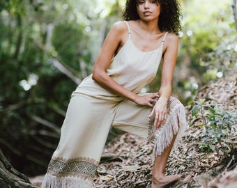 Natural Cotton Jumpsuit: Tribal Clothing Women
