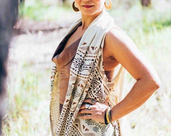 Festival Shrug: Handgemachter langer Bolero aus Baumwolle, Blockprint, ethisch hergestellt