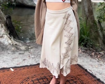 Tribal Block Print Skirt: Festival Boho Clothing