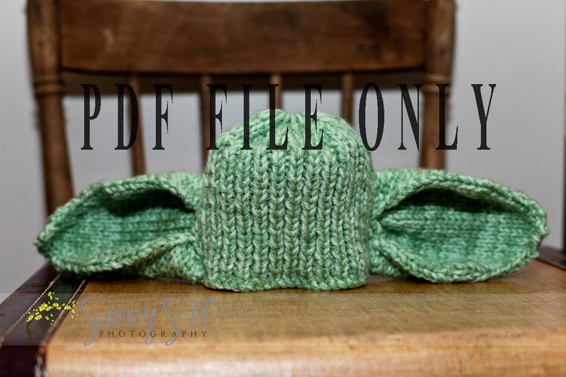 Yoda hat pattern only knit hat with ears newborn to 3 Etsy