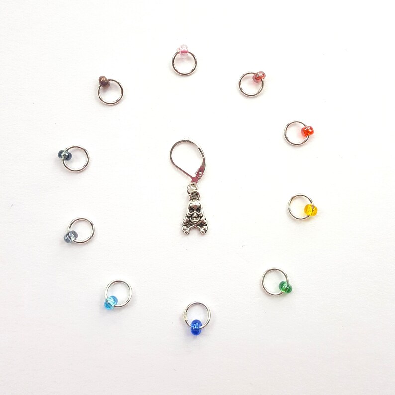 Skull Stitch Marker Set Halloween Stitch Marker Progress Etsy