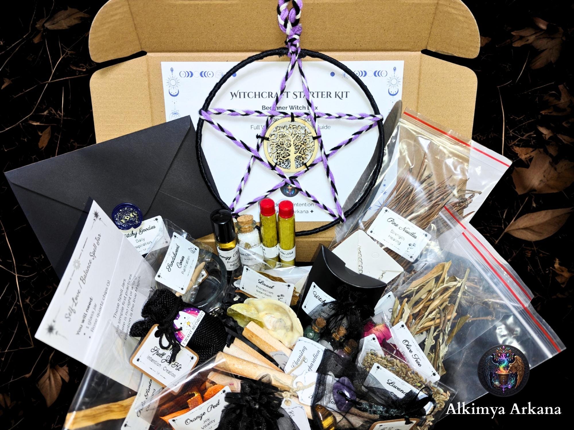 Kit Di Forniture Per Altare Strega, 54 Pezzi - Candele, Barattoli, Erbe Per Incantesimi - Scatola Per Kit Strega Principianti