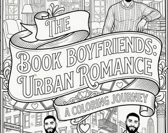 Book Boyfriend Coloring Pages | Black Romance Digital Art | Instant PDF Download