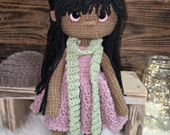 15" Crochet Doll, Changeable Outfit, Personalized Gift for Girl