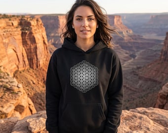 Sacred Geometry Flower of Life Hoodie | Spiritual Gradient Graphic Pullover