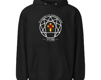 Gurdjieff Enneagram Hoodie, Fourth Way Sacred Geometry Sweatshirt, Rose Cross Esoteric Gift