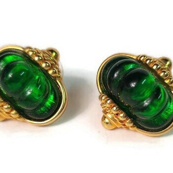 Magnificent Swarovski Gripoix Green Mogul Earrings