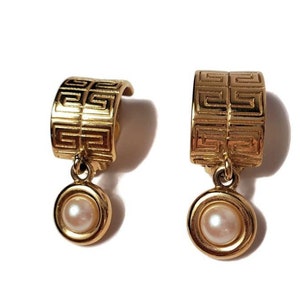 Givenchy Gold Pearl Drop Clip on Earrings