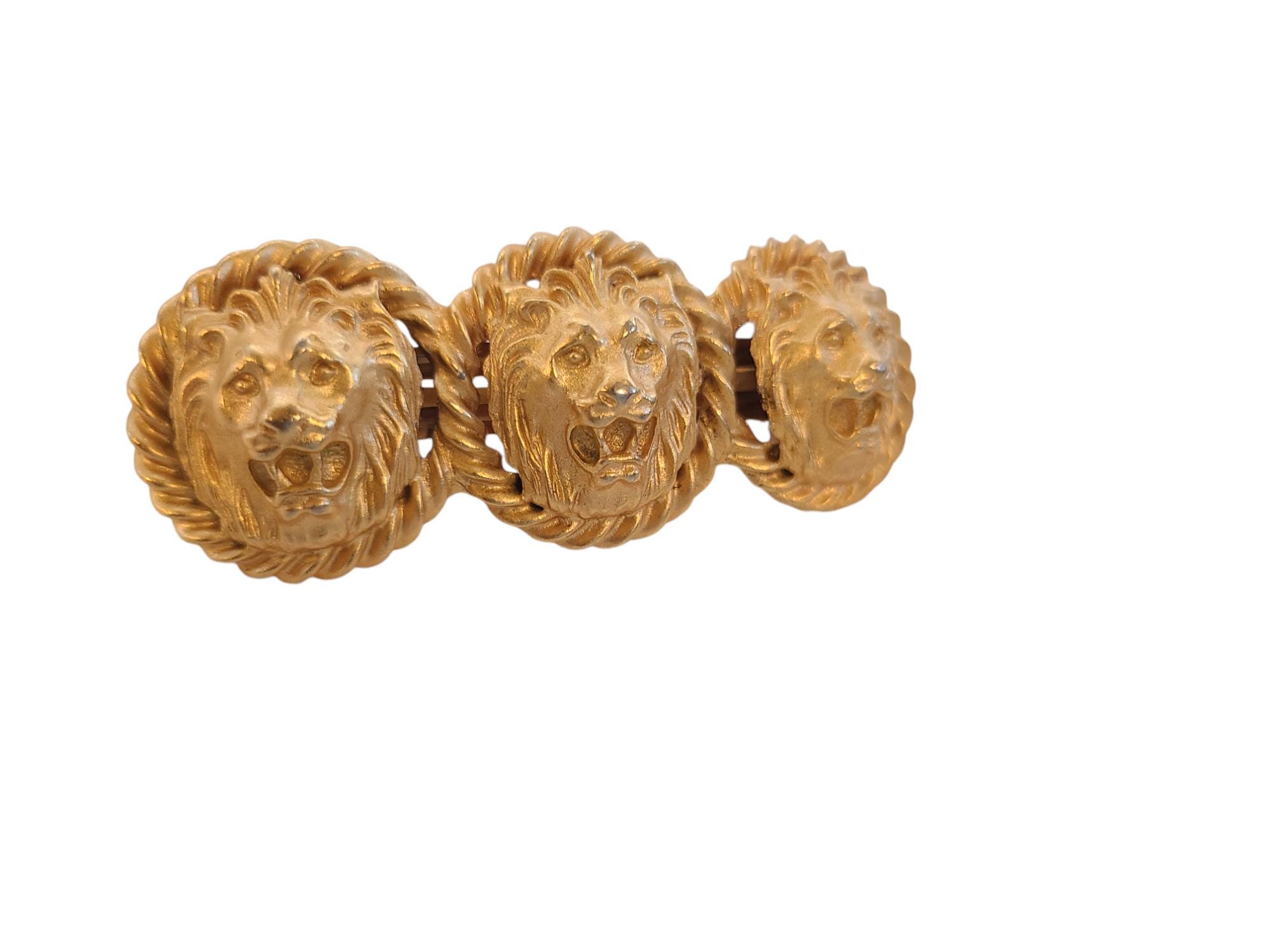 Vintage Anne Klein gold lion hair clip  barrette Anne Klein Triple Lion Hair Clip - Etsy main image 3