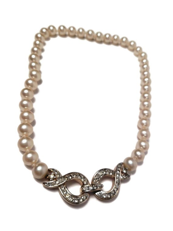 Panetta Pearl Rhinestone Necklace - image 3