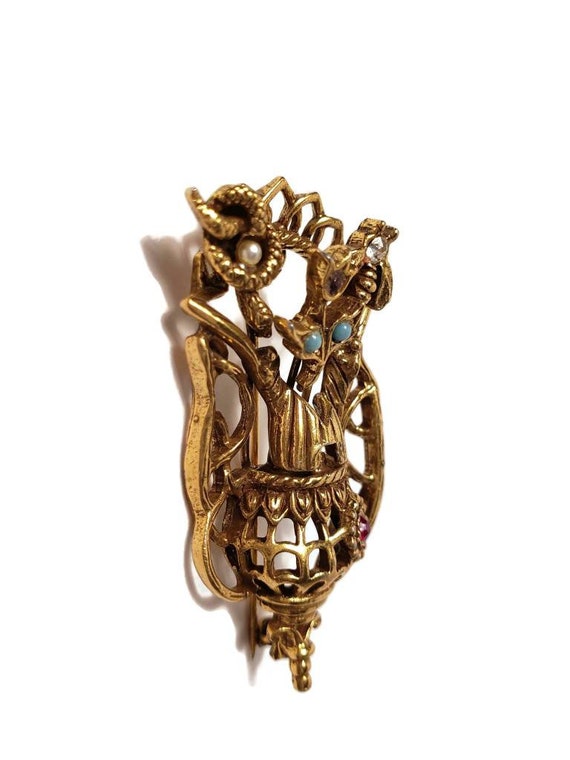 Goldette Basket Stick pin Brooch - image 4