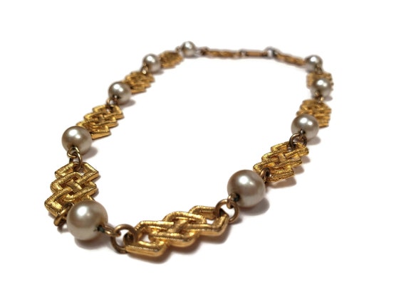 15 Inch Gold Dauplaise Necklace with pearl accents - image 2