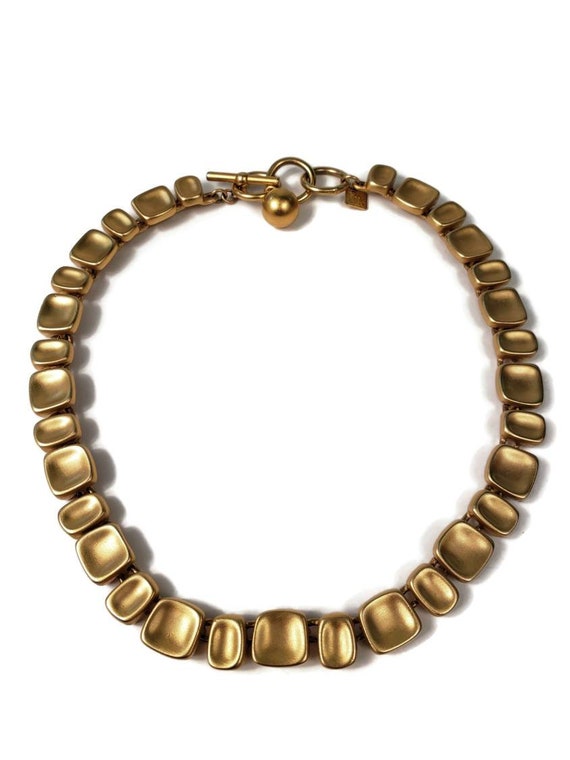 Anne Klein Gold Chocker Necklace Signed Anne Klein Choker Gold Tone Chunky Links Necklace | eBay main image 2