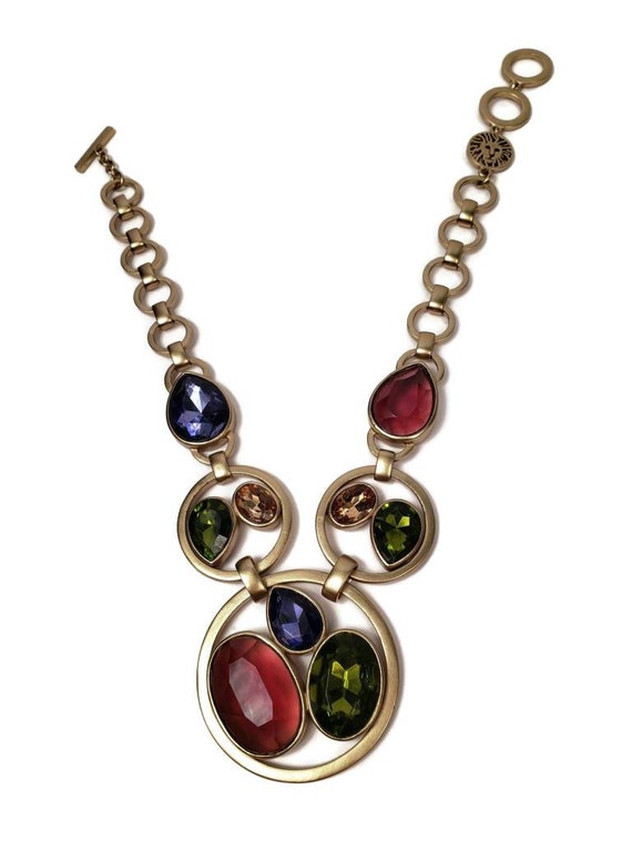 Statement Ann Klein Large stone Circle Necklace - image 3