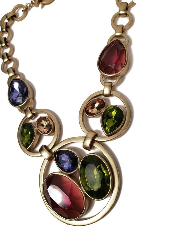 Statement Ann Klein Large stone Circle Necklace - image 2