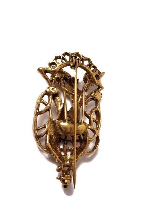 Goldette Basket Stick pin Brooch - image 2