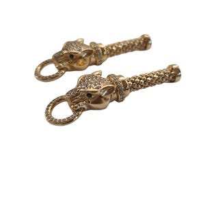Gold Over Sterling Diamond Panther Earrings