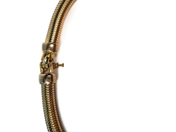 Trifari Snake Chain with Large Gold Rhinestone Fl… - image 4
