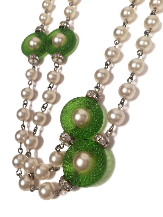Spectacular Art Deco Green Czech Glass Necklace - image 6