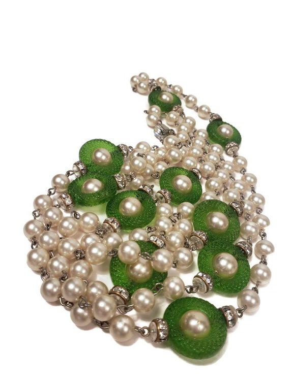 Spectacular Art Deco Green Czech Glass Necklace - image 7