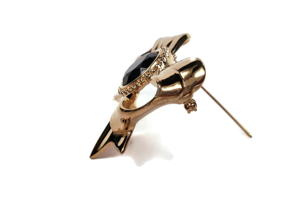Large Signed Givenchy Black Stone Bow Brooch - image 5