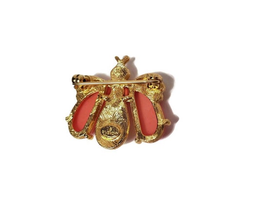 Givenchy Coral Rhinestone insect Brooch - image 3