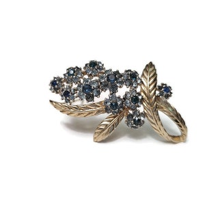 Jomaz Silver flower Brooch with Blue crystal Flowers