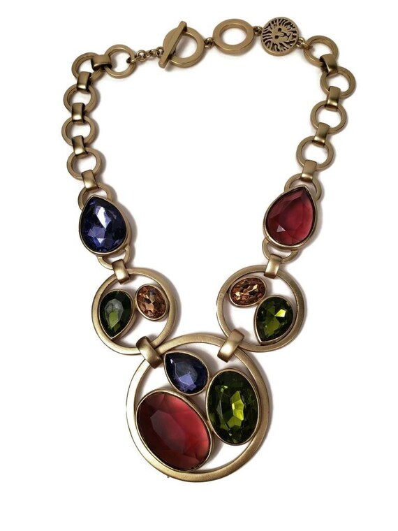 Statement Ann Klein Large stone Circle Necklace - image 1
