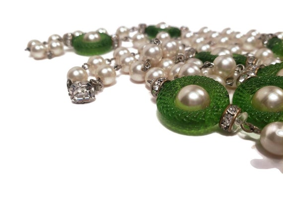 Spectacular Art Deco Green Czech Glass Necklace - image 4