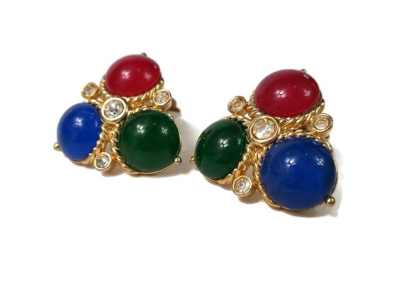 Glass Gripoix Mogul Clip on Earrings - image 2