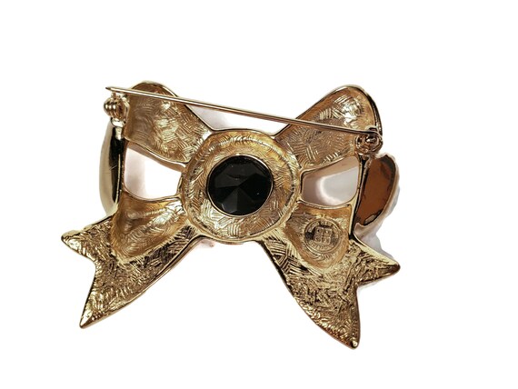 Large Signed Givenchy Black Stone Bow Brooch - image 6