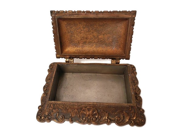 Baroque Solid Bronze Hinged Jewelry Casket - image 3