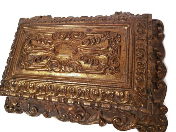 Baroque Solid Bronze Hinged Jewelry Casket - image 2