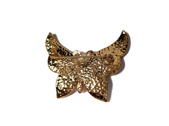 Rhinestone Winged Butterfly Brooch Pin with Ameth… - image 4