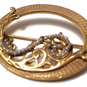 Vintage Miriam Haskell Gold Seed Pearl Brooch